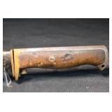 WWII Bayonet Knife with Wooden Grip and Metal Scabbard - Vintage Military Blade
