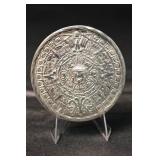 Vintage 925 Sterling Mayan Calendar Disc Pendant/Brooch with Pin Back - 18.70 g