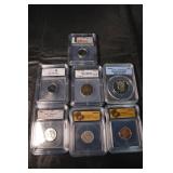 World Coin Treasure Hoard - 9 Slabbed World Coins (ICG/ANACS)