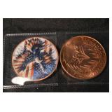 Copper Bar 1 oz .999 Fine + 3 Copper Coins in Clear Holders