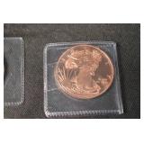 Copper Bar 1 oz .999 Fine + 3 Copper Coins in Clear Holders