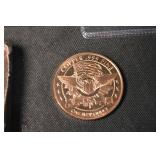 Copper Bar 1 oz .999 Fine + 3 Copper Coins in Clear Holders