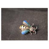 Sterling Silver Bee Pin with Turquoise Wings