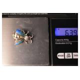 Sterling Silver Bee Pin with Turquoise Wings