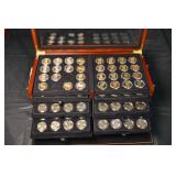 Presidential Dollar Type Set Collection - 134 Coins (Proof/Reverse/UNC) in Wood Case