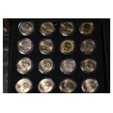 Presidential Dollar Type Set Collection - 134 Coins (Proof/Reverse/UNC) in Wood Case