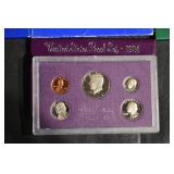 Lot Of 10 United States Proof Sets - Mixed Years Lot (1968-1997) with Purple Mint Proof Case