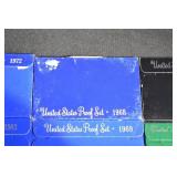Lot Of 10 United States Proof Sets - Mixed Years Lot (1968-1997) with Purple Mint Proof Case