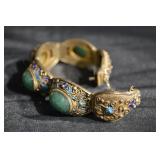 Antique Chinese Sterling Jadeite Bracelet