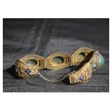 Antique Chinese Sterling Jadeite Bracelet