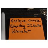 Antique Chinese Sterling Jadeite Bracelet