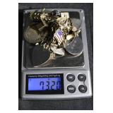 Vintage Sterling Silver Charm Bracelet with Hearts, Cross & U.S. Flag Charms