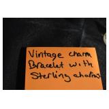 Vintage Sterling Silver Charm Bracelet with Hearts, Cross & U.S. Flag Charms