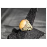 Vintage Silver Carnelian Gilt Filigree Ring