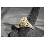 Vintage Silver Carnelian Gilt Filigree Ring