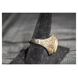 Vintage Silver Carnelian Gilt Filigree Ring