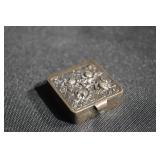 Sterling Silver Vintage Pill Box - Hand Made, Floral Lid