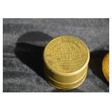 Holmes Booth & Hayden Brass Trinket Box - Engraved Top; Vintage Enamel Floral Boxes & Pewter Collectibles