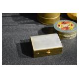 Holmes Booth & Hayden Brass Trinket Box - Engraved Top; Vintage Enamel Floral Boxes & Pewter Collectibles