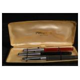 Platignum Fountain Pen Set - Four Pens in Original Case - Made in England (Vintage)