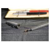 Platignum Fountain Pen Set - Four Pens in Original Case - Made in England (Vintage)