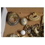Vintage Costume Jewelry Lot - Bracelets, Cameos, Pearls & Watches