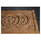 Vintage Hand-Carved Wooden Jewelry Box with Floral Carving With Secret Lock