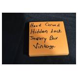 Vintage Hand-Carved Wooden Jewelry Box with Floral Carving With Secret Lock