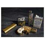 Assorted Vintage Lighters - Modern Angel Pearl-Grip Gun Lighter, Dragon Brass Lighter