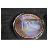 US Coin & Medal Lot - 1943 Steel Cent COA, Niagara Falls 5oz Copper Colorized, Space Meteorite Coin, Jackpot Token