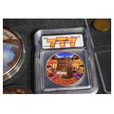 US Coin & Medal Lot - 1943 Steel Cent COA, Niagara Falls 5oz Copper Colorized, Space Meteorite Coin, Jackpot Token