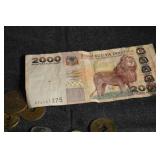 Tanzania 2000 Shilingi Banknote with Assorted World Coins