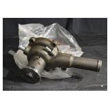 Engine Water Pump Housing - Cast Metal, Four-Bolt Flange, Inlet/Outlet Tube