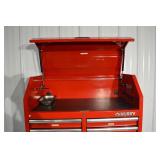 Husky Red Rolling Tool Chest with Top Cabinet - Built-in 6-Outlet + 2 USB Power Strip