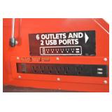 Husky Red Rolling Tool Chest with Top Cabinet - Built-in 6-Outlet + 2 USB Power Strip