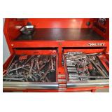 Husky Red Rolling Tool Chest with Top Cabinet - Built-in 6-Outlet + 2 USB Power Strip