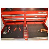 Husky Red Rolling Tool Chest with Top Cabinet - Built-in 6-Outlet + 2 USB Power Strip