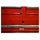 Husky Red Rolling Tool Chest with Top Cabinet - Built-in 6-Outlet + 2 USB Power Strip