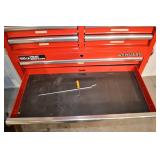 Husky Red Rolling Tool Chest with Top Cabinet - Built-in 6-Outlet + 2 USB Power Strip