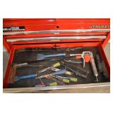 Husky Red Rolling Tool Chest with Top Cabinet - Built-in 6-Outlet + 2 USB Power Strip