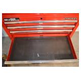 Husky Red Rolling Tool Chest with Top Cabinet - Built-in 6-Outlet + 2 USB Power Strip