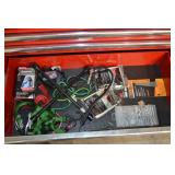 Husky Red Rolling Tool Chest with Top Cabinet - Built-in 6-Outlet + 2 USB Power Strip