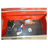 Husky Red Rolling Tool Chest with Top Cabinet - Built-in 6-Outlet + 2 USB Power Strip