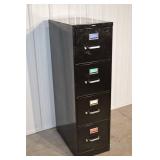 HON 5-Drawer Vertical File Cabinet - Black Steel with Color-Coded Labels
