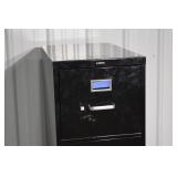 HON 5-Drawer Vertical File Cabinet - Black Steel with Color-Coded Labels