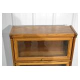 Oak Glass-Front Display Cabinet, 4 Compartments, 24 x 9 x 38 in