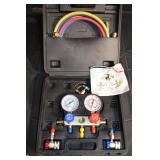 Pittsburgh A/C Manifold Gauge Set - R-134A, 2 Gauges, 3 Hoses, Case
