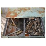 Vintage Blue Metal Tool Chest with Drawers & Assorted Hand Tools