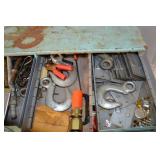 Vintage Blue Metal Tool Chest with Drawers & Assorted Hand Tools