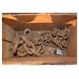 Industrial Chain in Wooden Crate - Heavy-Duty Rusted Steel Chain